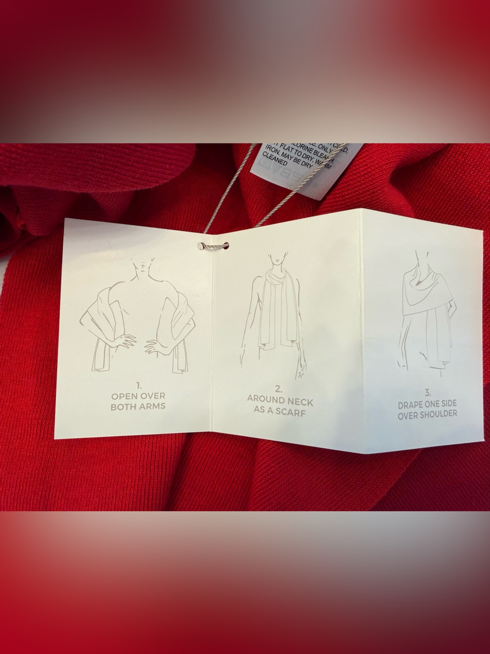 Chico's Red Draped Wrap Scarf - Picture 3 of 5